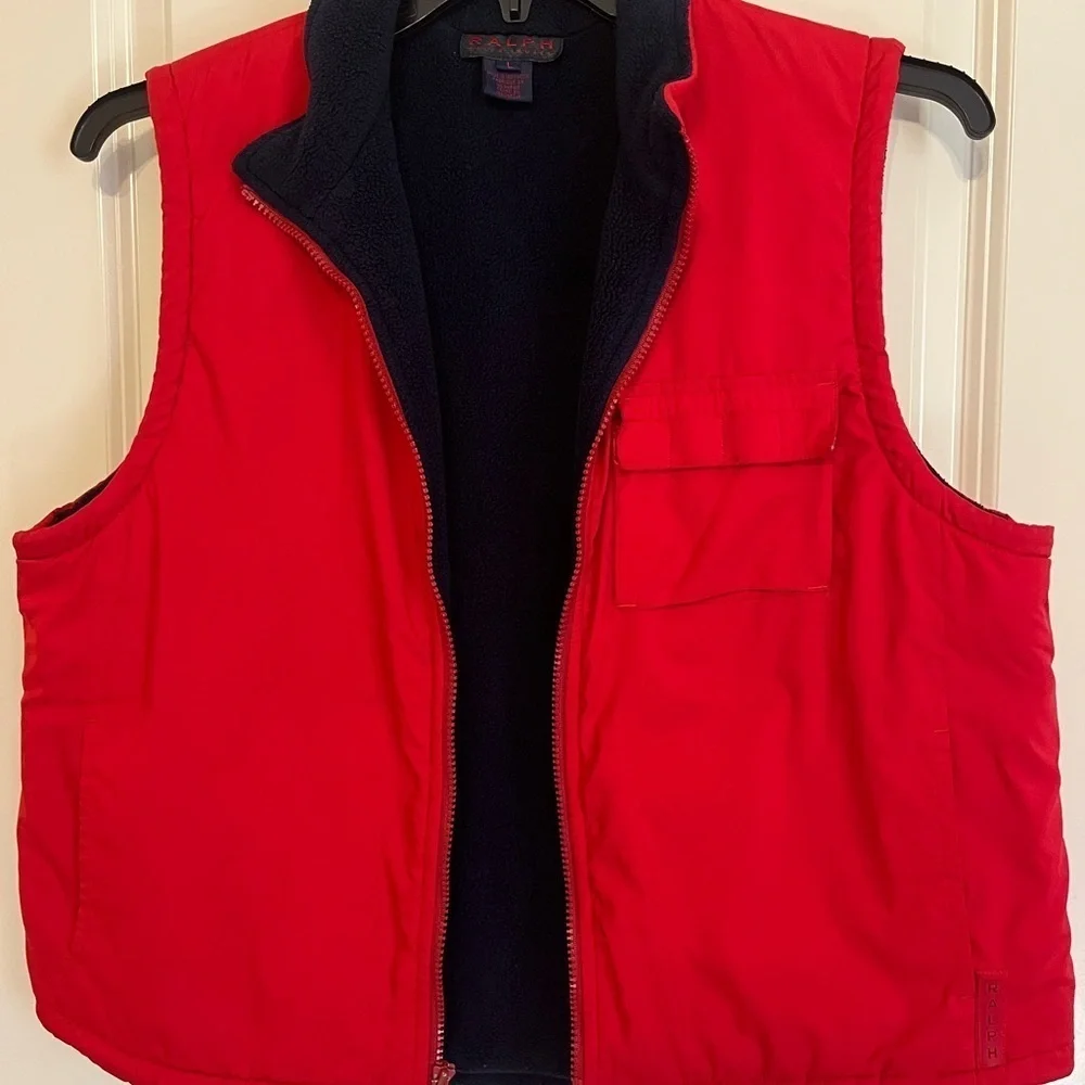 RALPH Ralph Lauren Red Fleece-Lined Vest - Women’s Large